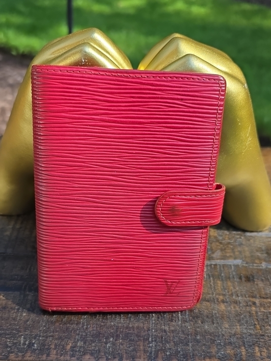 Louis Vuitton Accessories - Louis Vuitton Red Epi Leather Small Agenda With COA